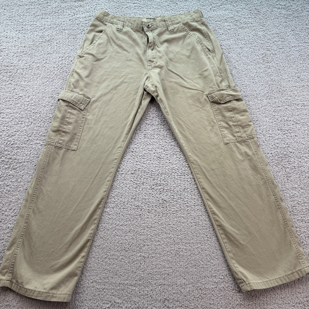 Wrangler Authentics Mens Tan Khaki Cotton Cargo Pants 32x30 ZM6LGBH